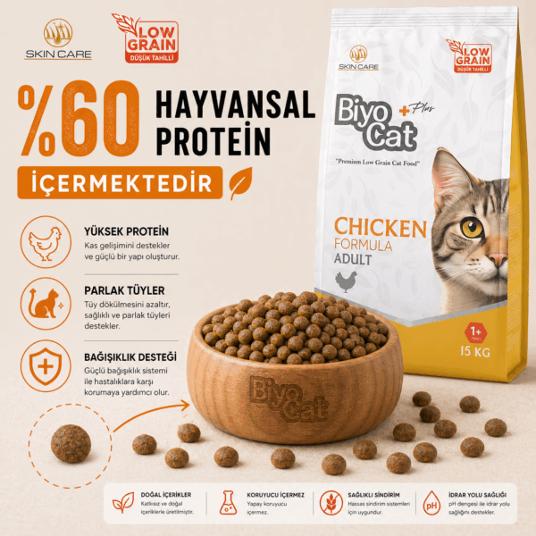Alternative view of Biyocat Plus Tavuklu Yetişkin Kedi Maması 15 kg