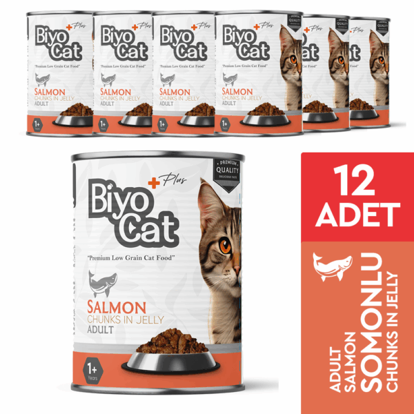 Alternative view of Biyocat Plus Somonlu Yetişkin Kedi Konserve Yaş Mama 400gr X 12 Adet