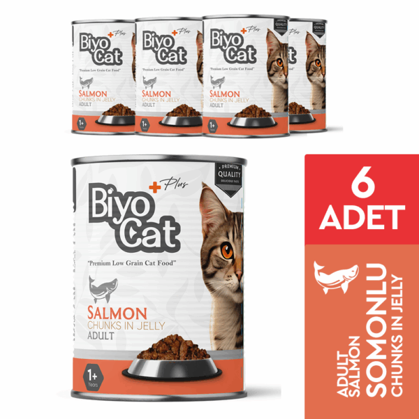 Alternative view of Biyocat Plus Somonlu Yetişkin Kedi Konserve Yaş Mama 400gr X 6 Adet