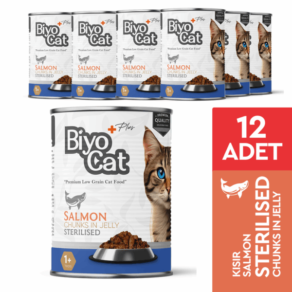 Alternative view of Biyocat Plus Somonlu Kısır Yetişkin Kedi Konserve Yaş Mama 400gr X 12 Adet
