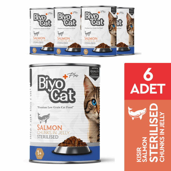 Alternative view of Biyocat Plus Somonlu Kısır Yetişkin Kedi Konserve Yaş Mama 400gr X 6 Adet