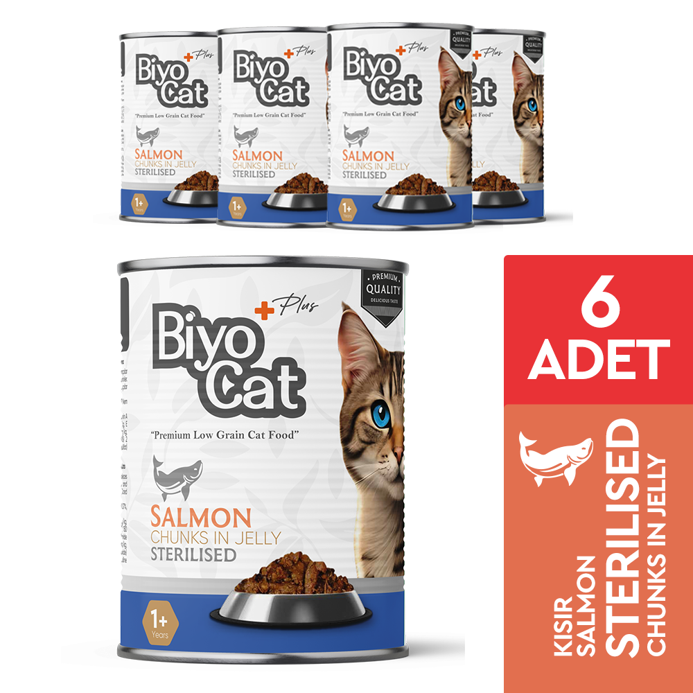 Biyocat Plus Somonlu Kısır Yetişkin Kedi Konserve Yaş Mama 400gr X 6 Adet - Görsel 2